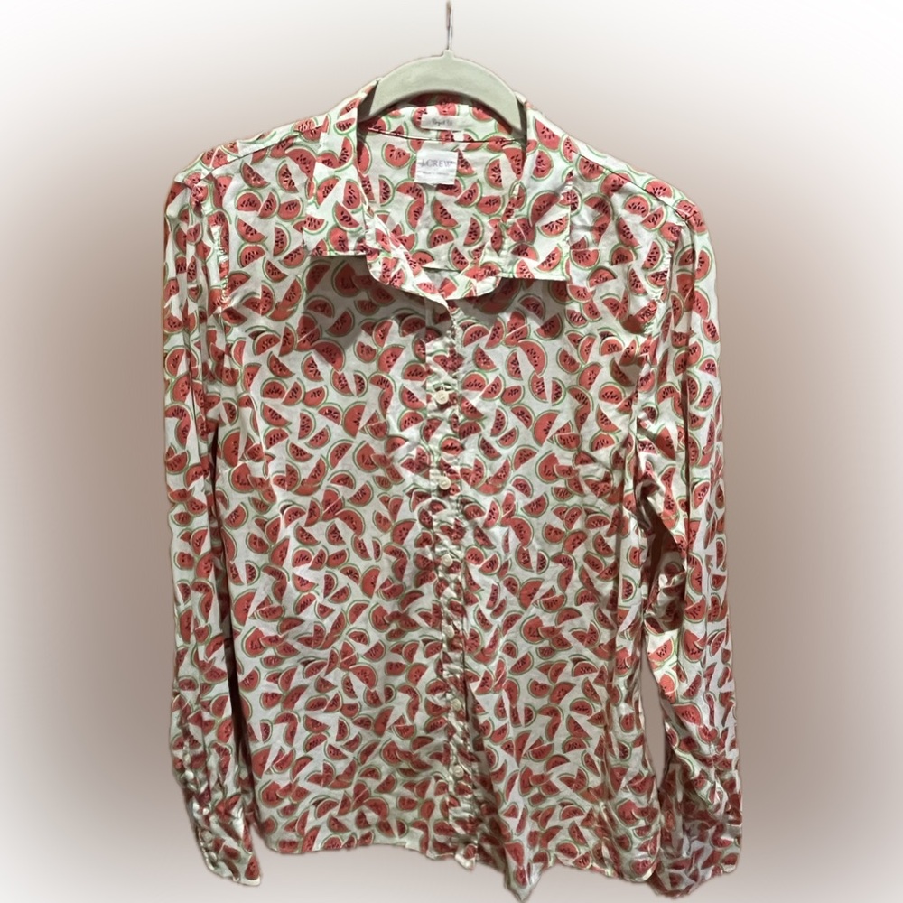 J. Crew Watermelon Pattern 100% Cotton Perfect Fit Shirt
